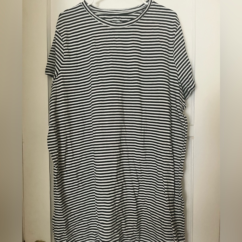 Time and Tru Black and White Striped Top